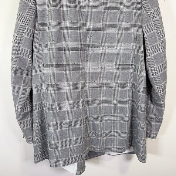 H&M Double-Breasted Black And White Career Long Line Plaid Blazer - Picture 14 of 15